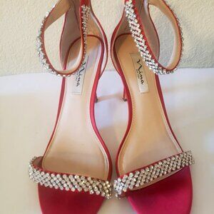 Nina Burgandy Satin w/ Crystals